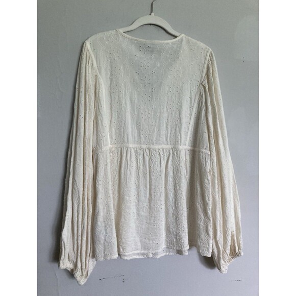 Old Navy Eyelet Peasant Blouse LARGE TALL Cream Ivory Cotton Viscose - Picture 10 of 10